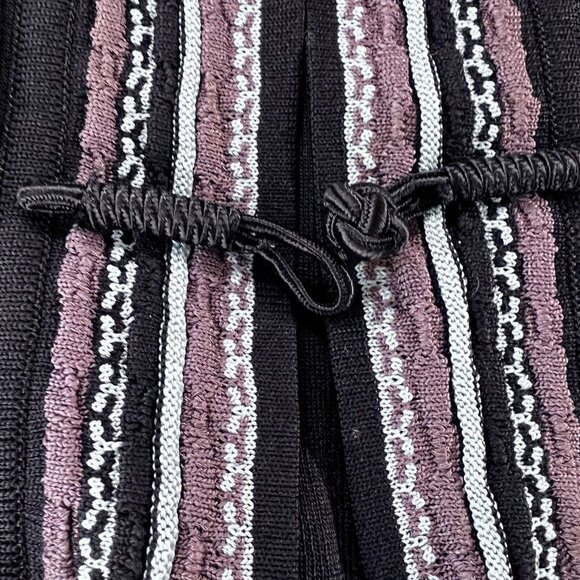 Exclusively Misook Cardigan Jacket XS Black Knit Tribal Geometric Trim Loop - Picture 5 of 16